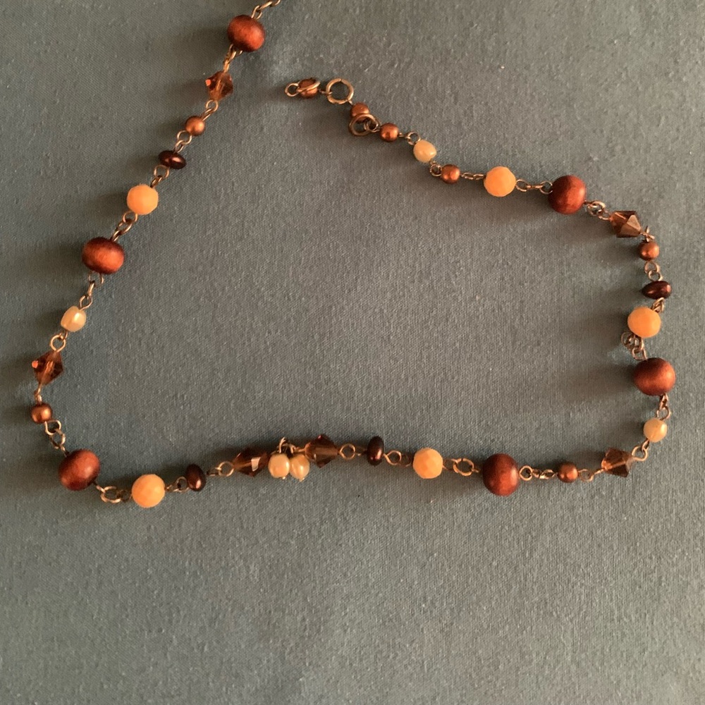 17” Multi-Colored Beaded Necklace.  Was a gift.  No brand.  Attractive necklace.
